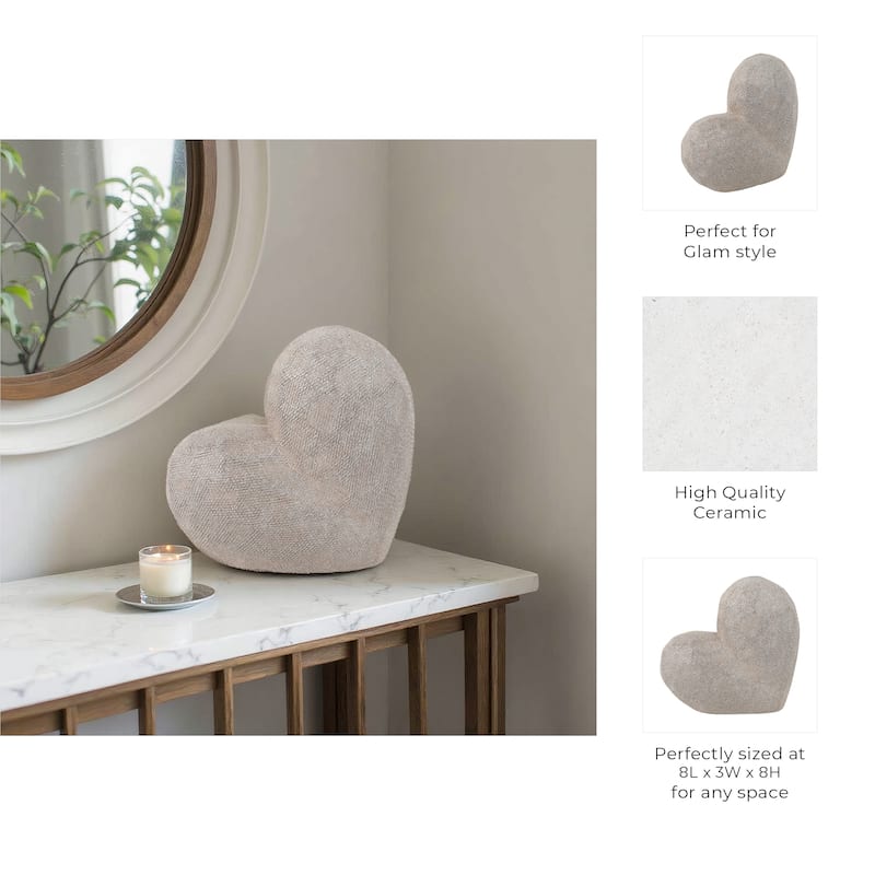 Modern Stone Ceramic Geometric Heart Sculpture