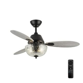 Maisie River of Goods 3-blade 42-inch Modern Indoor Ceiling Fan with Clear Hand-Cut Glass Globe Shade and Remote Control