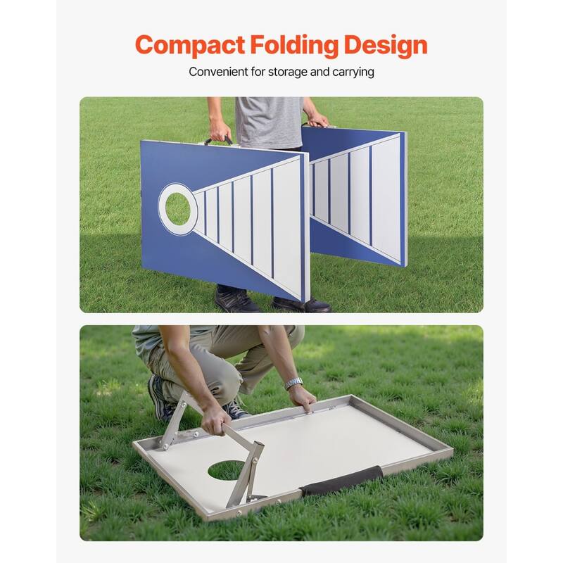 3 x 2 ft Foldable Aluminum Cornhole Game Set with 8 Bean Bags Outdoor Yard Toss Game - 3 x 2 x 0.84 ft.