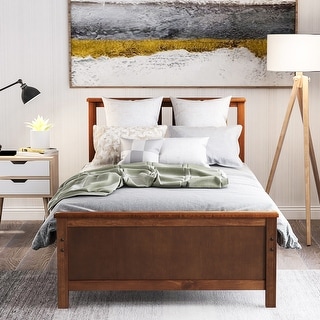 Enhance Bedroom Elegance with a Classic Wood Platform Bed - Wood Slat Support, Walnut