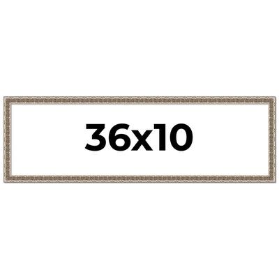 36x10 Frame Silver Versailles Ornate Solid Wood Picture Frame | 1 Inch