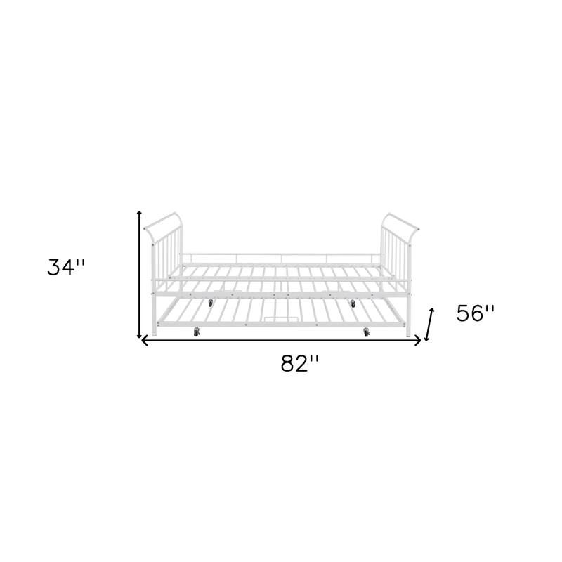 HomeRoots White Metal Full Day Bed With Trundle