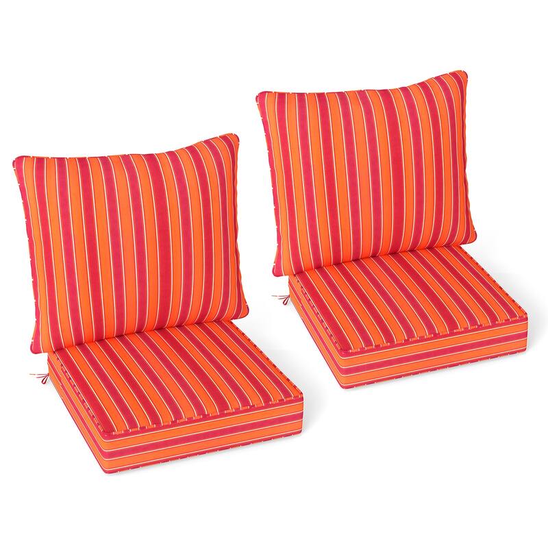 Gymax 2PCS Deep Seat Chair Cushion Pads Set Indoor/Outdoor w/ Rope