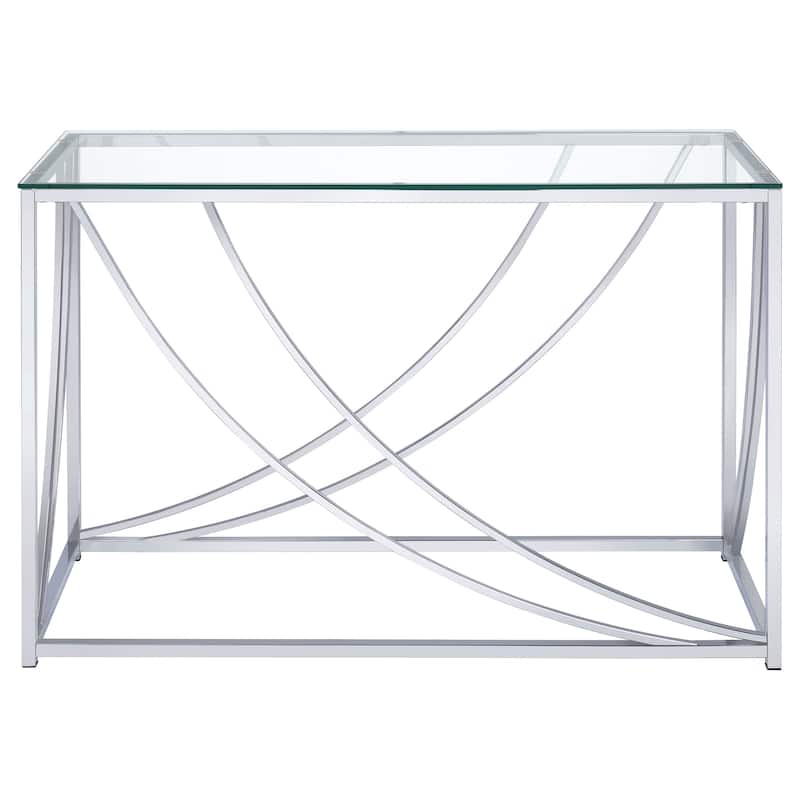 Lille Glass Top Entryway Sofa Console Table Accents Chrome