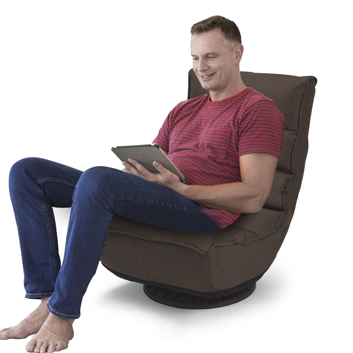 Costway 360 Degree Swivel Folding Chair Floor Lazy Sofa 4 Position Adjule Costway 360 Degree Swivel Folding Chair Floor Lazy Sofa 4 Position Adjule