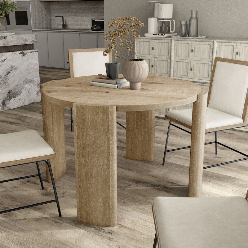 Furniture of America Elira Modern Oak 47-inch Solid Wood Round Dining Table