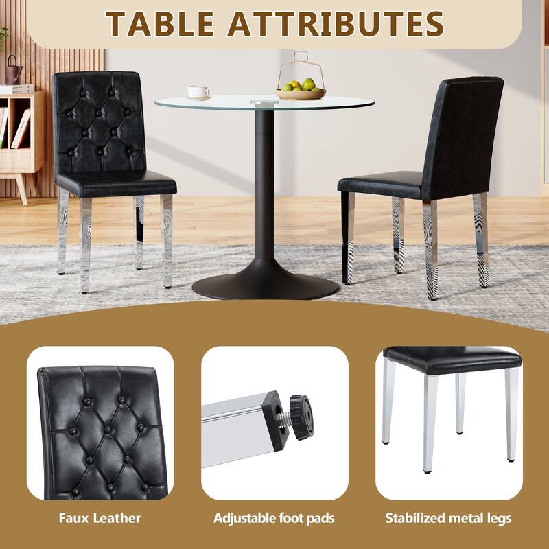 Simple Dining Chair Side Chair Black Vanity Chair Meeting Room Chair Leather Chair White Chair with Metal Legs