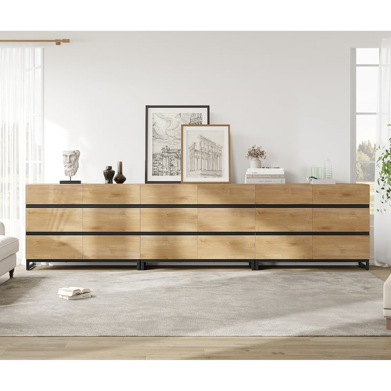WAMPAT Modern Buffet Sideboards, Sideboard Buffet Cabinet with 6 Drawers , Coffee Bar Storage Cabinet for Kitchen