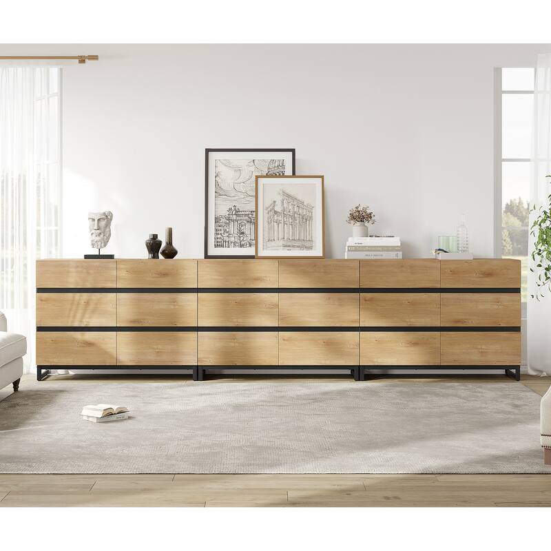 WAMPAT Modern TV Stand for TVs up to 110 inch, Entertainment Center with Drawers , Wood Media TV Console for Living Room