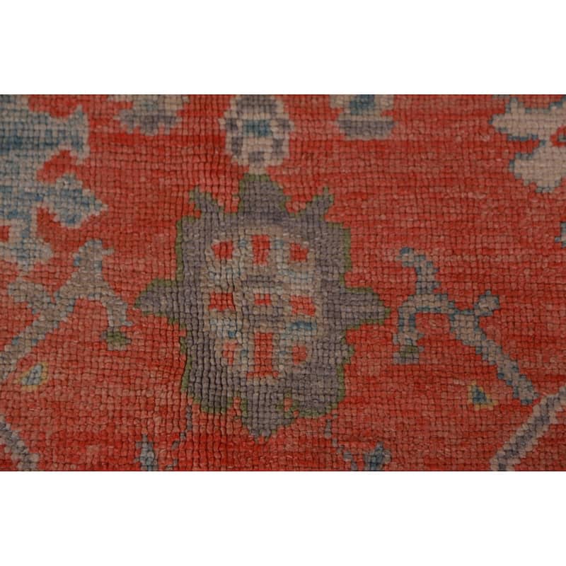 Hand Knotted Oriental 100% Wool Carpet Transitional All-Over Oranges & Rust Oushak Area Rug - 9' 11'' X 8' 1''