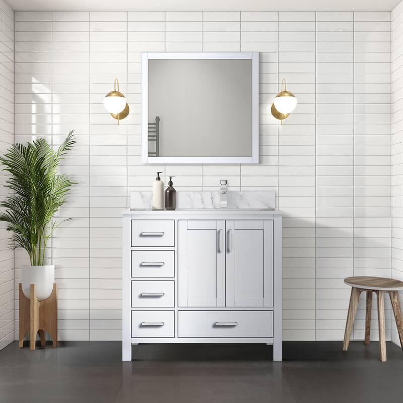 Jacques 36 in. W x 22 in. D Right Offset Distressed Grey Bath Vanity