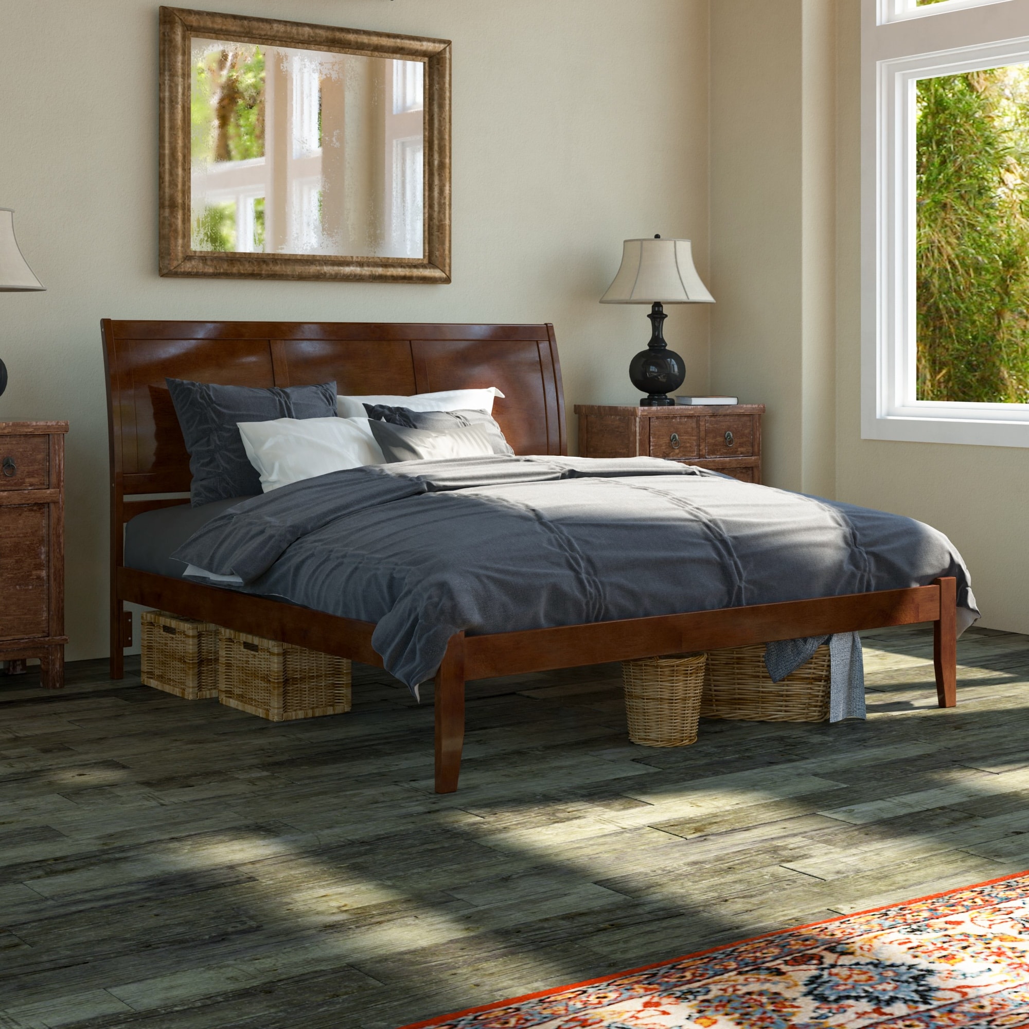 Portland King Platform Bed in Walnut