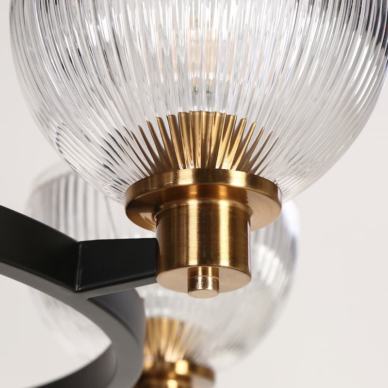 Ourin Modern 6-Light Wagon Wheel Chandelier for Dining Room Bedroom - Brass Black - D30.9"xH6.5"