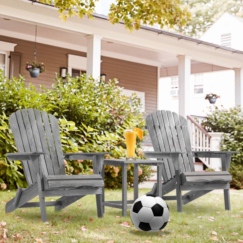 Foldable Wood Patio Adirondack Chair, Classic Outdoor Chair with Pre-Assembled Backrest, Easy Assembly