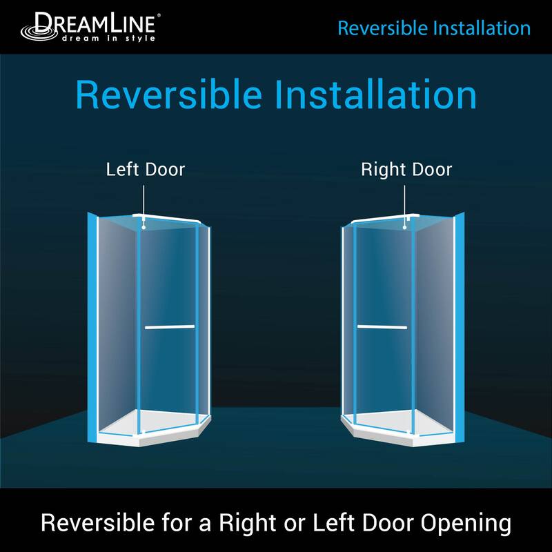 DreamLine Prism 36 in. x 74 3/4 in. Frameless Neo-Angle Pivot Shower Enclosure in Oil Rubbed Bronze with Black Base Kit