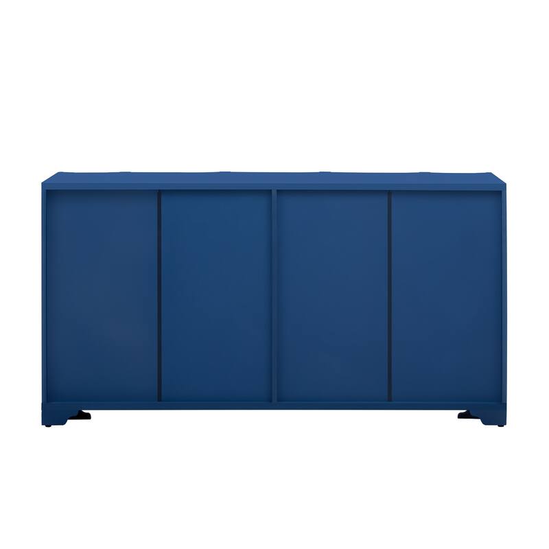 4-Door Wooden Sideboard Cabinet, Multifunctional Buffet Cabinet, Entryway Accent Cabinet with Internal Shelf & Triangular Legs