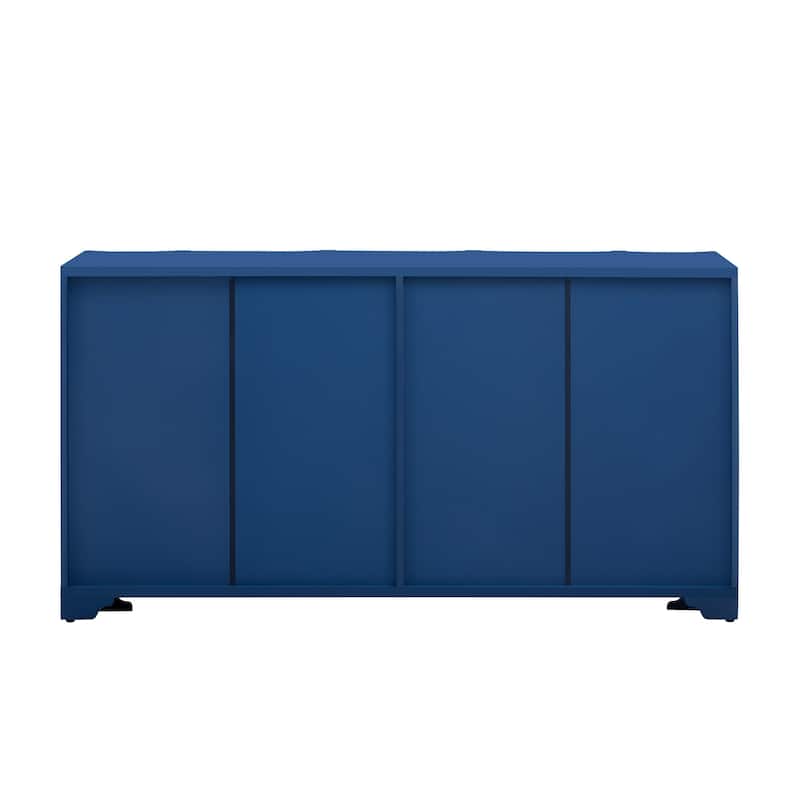 Roomfitters 4-Door Sideboard Buffet Cabinet with Textured Panel Design, Modern Storage Console for Living Room