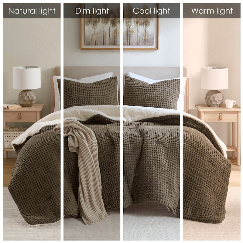 Madison Park Riordan Waffle Knit Chenille Comforter Set