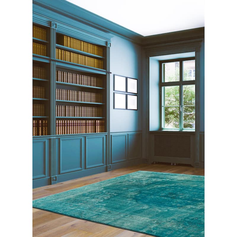 ECARPETGALLERY Hand-knotted Color Transition Teal Wool Rug - 8'10 x 12'4