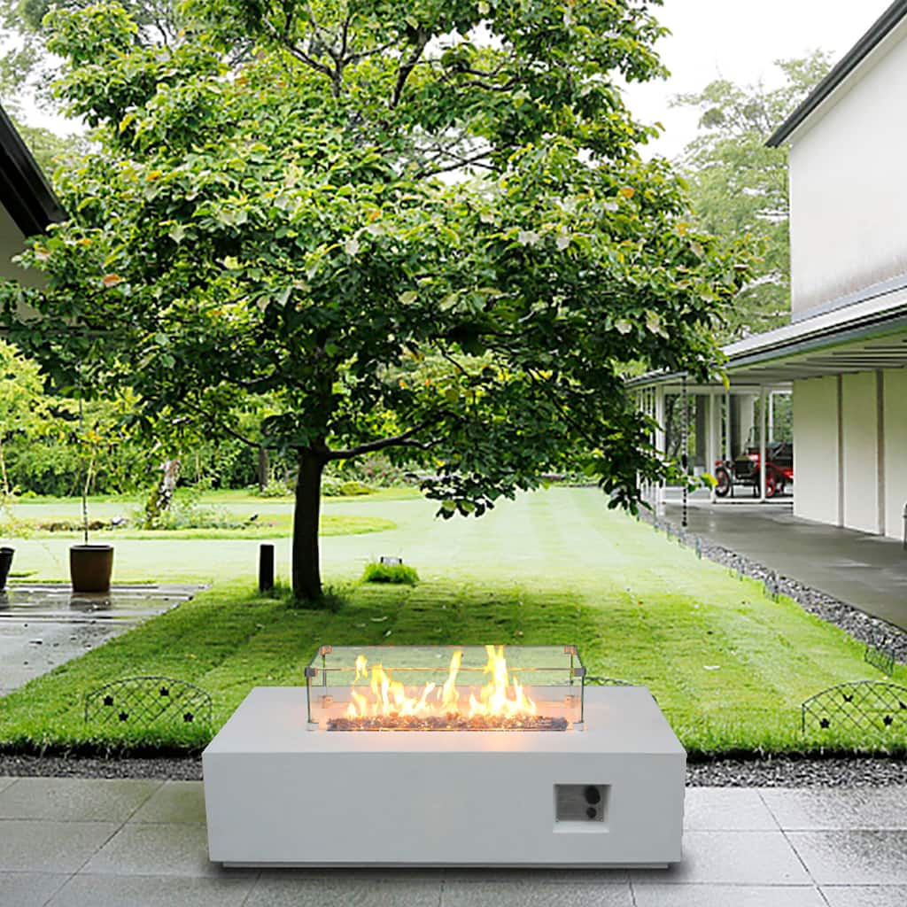52 Inch Outdoor Concrete Propane gas rectangle Fire Pit table