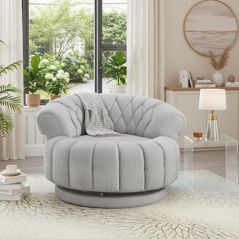 360° Swivel Barrel Accent Chair by Harper&Bright Designs - Grey