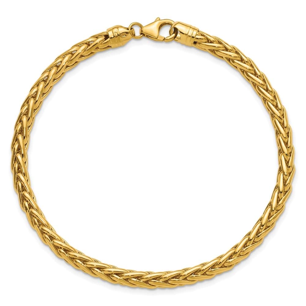 Curata Solid 18k Yellow Gold Italian 7.5" 3.1mm Wide Woven Spiga Bracelet