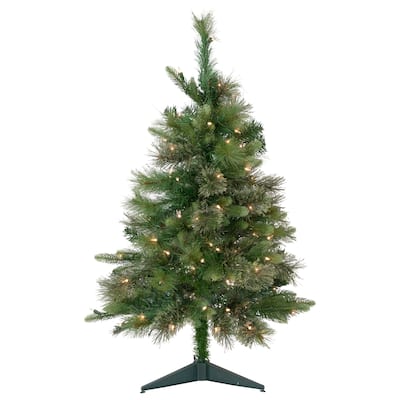 3' Kingston Cashmere Pine Full Artificial Christmas Tree, Clear Lights - 3 Foot