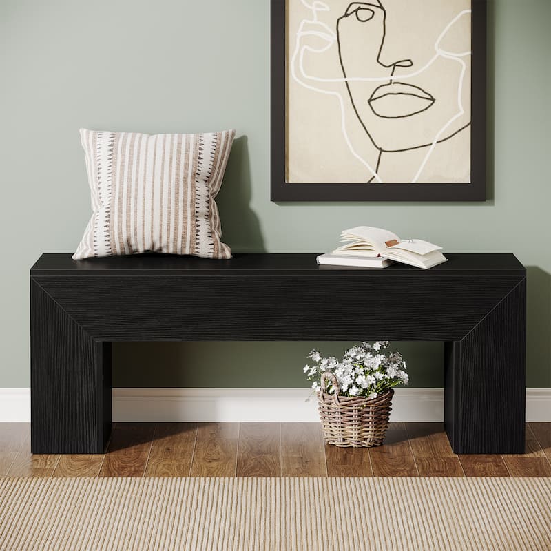 47 Inches Wooden Entryway Shoe Bench Storage Bench - 11.81"D x 47.24"W x 17.72"H
