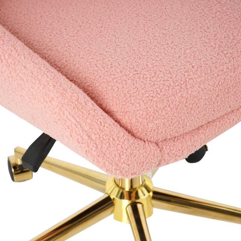 Pink+Gold Teddy 22.3" Tufted Accent Chair with Chrome Legs