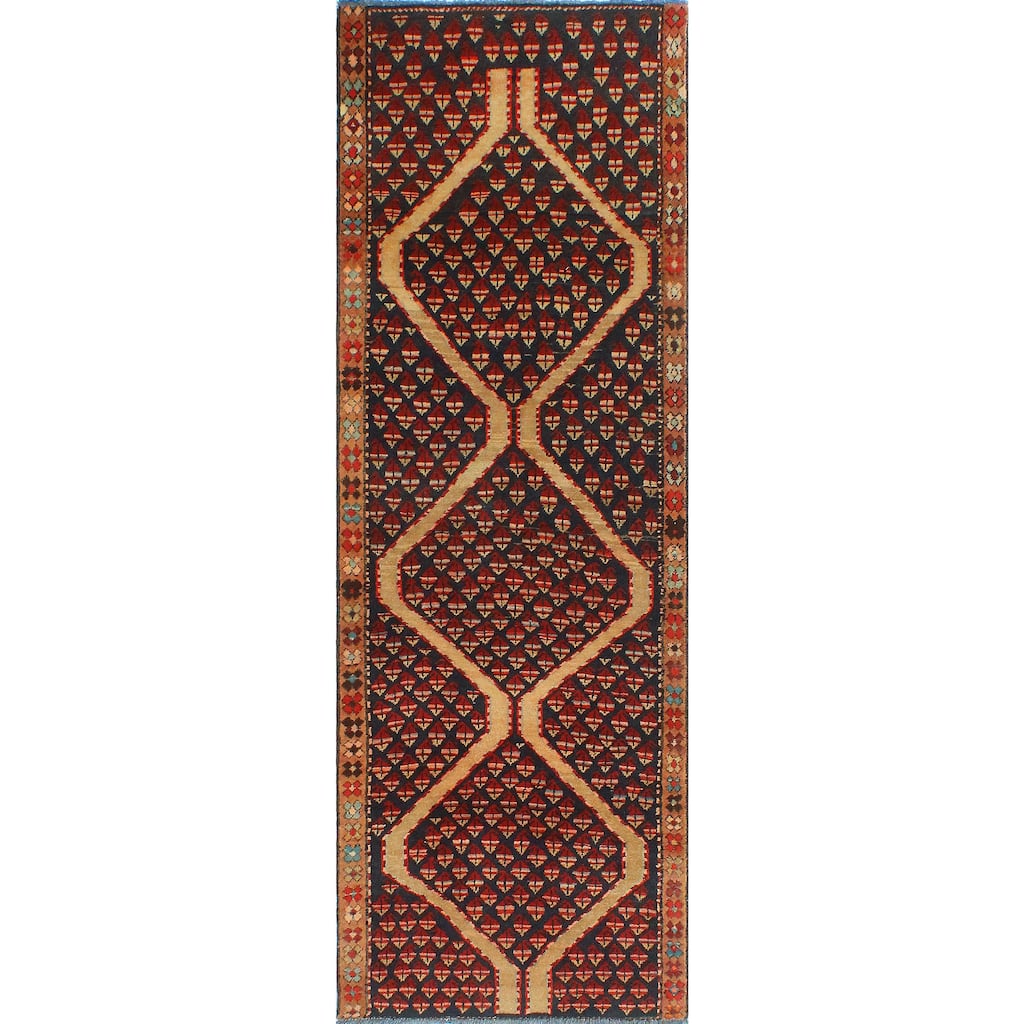 Fine Vintage Distressed Gyasi Black/Brown Runner - 2'10" x 8'7"