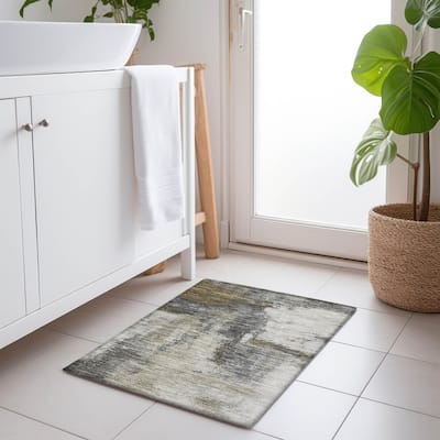 Machine Washable Indoor/ Outdoor Contemporary Abstract Chantille Rug