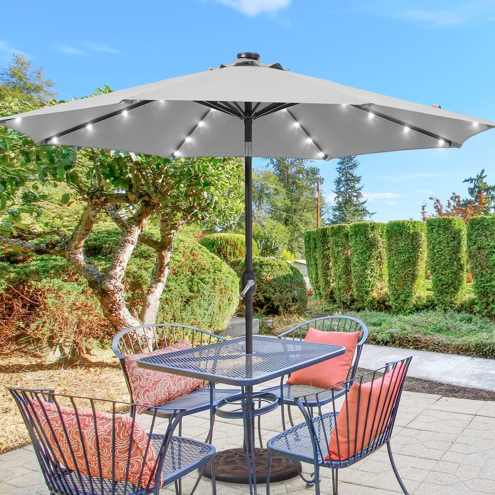 BONOSUKI LED Patio 9Ft Market Umbrella,Outside Deck Table Umbrella