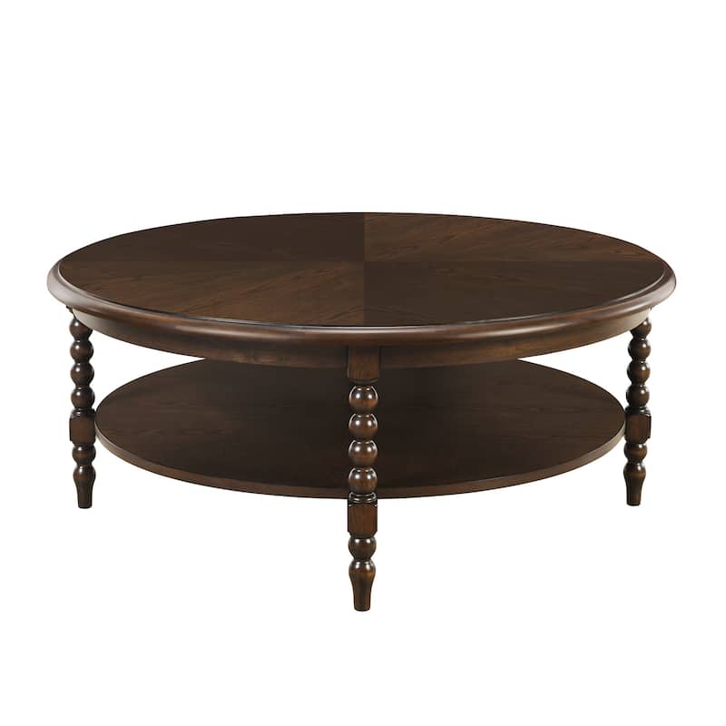 Martha Stewart Philippe Round Coffee Table with Shelf - Brown