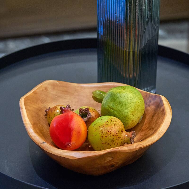 Greenage Cedar Fruit Bowl, Wooden Storage Natural Crafts Serving Bowls