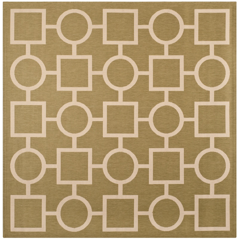 SAFAVIEH Courtyard Sharlene Indoor/ Outdoor Waterproof Patio Backyard Rug - 7'10" Square - Green/Beige