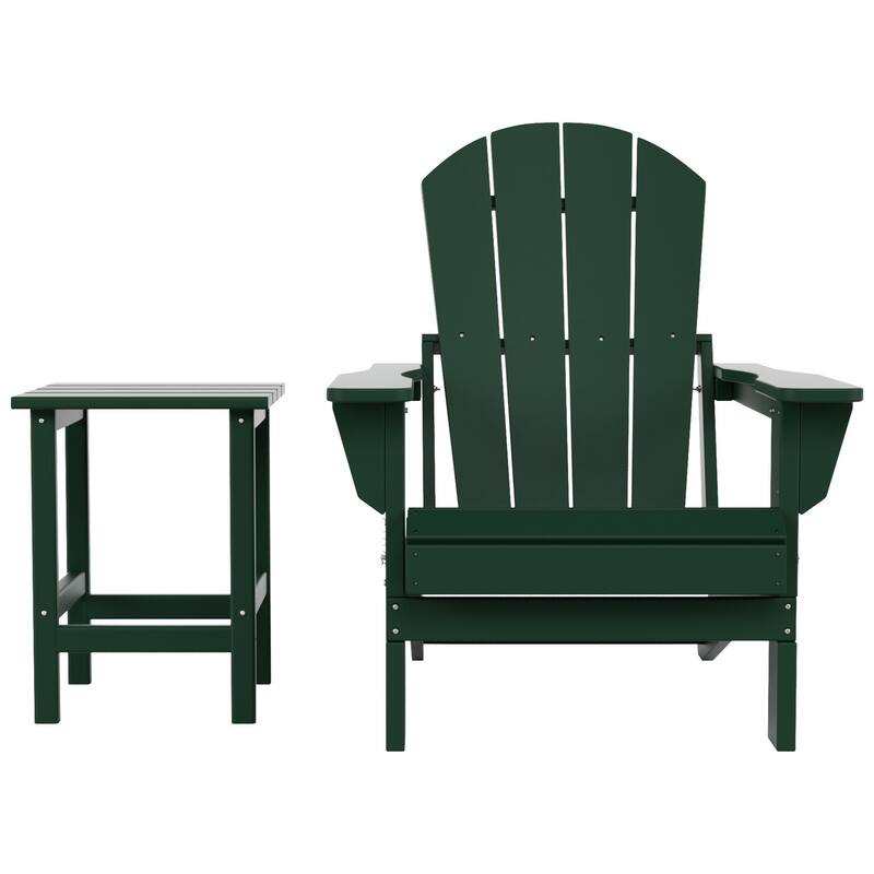 POLYTRENDS Laguna All Weather Poly Outdoor Patio Adirondack Chair - with Round Side Table (2-Piece)