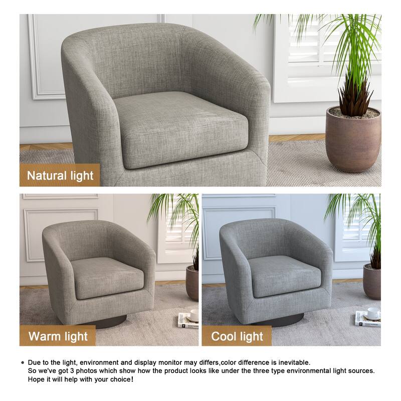 Modern Upholstered Barrel Chair Swivel Accent Chair for Living Room