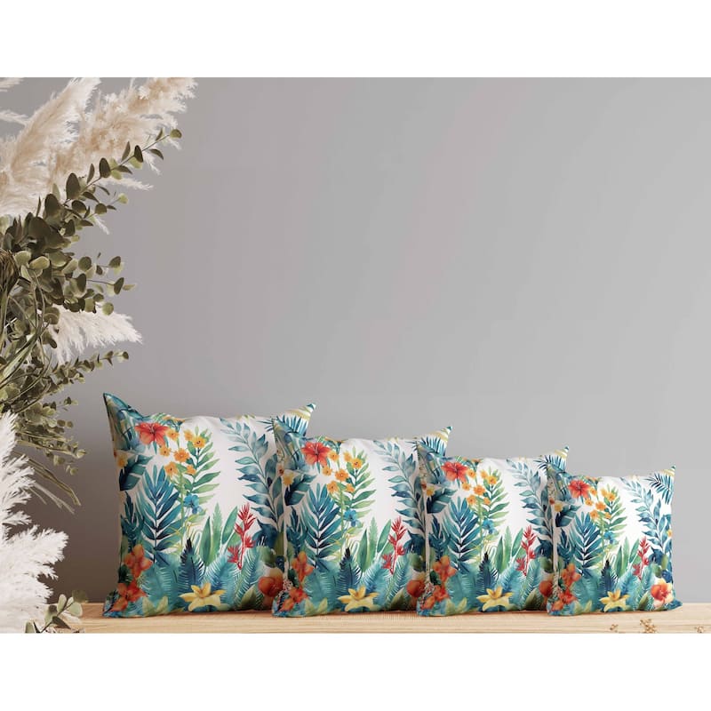 Rainforest Dream Faux Suede Reversible Throw Pillow Blue and Green