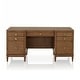 preview thumbnail 8 of 6, Furniture of America Mariey Mid-Century Modern Walnut Wood 6-Drawer Executive Desk with Keyboard Tray and Power Outlet