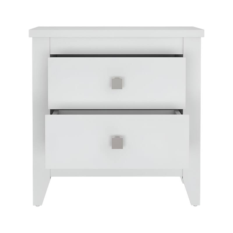 HomeRoots 24" White Wood Two Drawer Nightstand