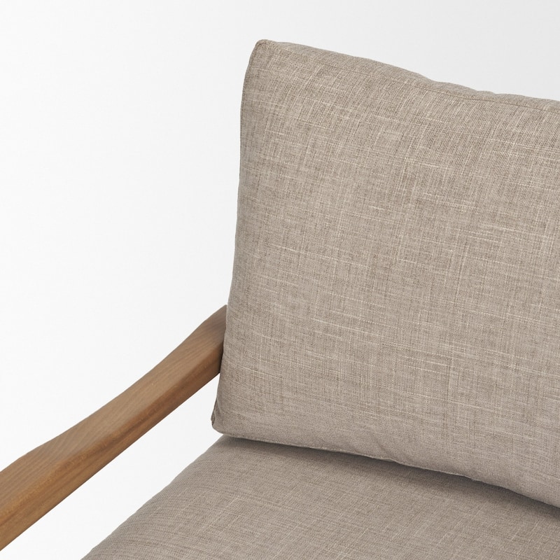 Witton Gray Fabric Beech Wood Slingback Backrest Accent Lounge Chair