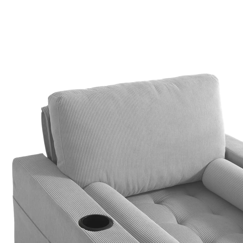 2 Set 3-in-1 Adjustable Recline Convertible Chair Bed Sleeper with USB Port