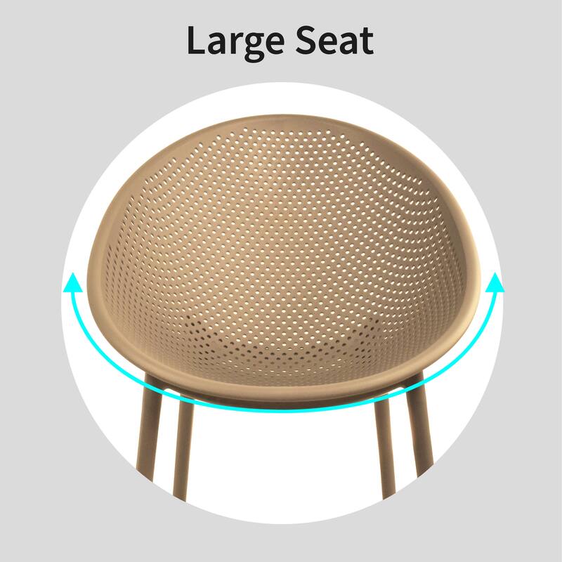 Set of 2 Modern Plastic Lounge Chair Plastic Legs with Polka Dots Spot Breathable for Patio Outdoor or Indoor Use