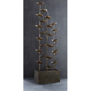 65.5” Country Rustic Brown Decorative Outdoor Garden Leaf Fountain