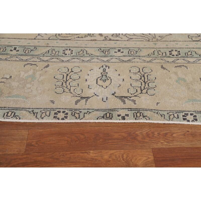 Distressed Tabriz Persian Vintage Area Rug Handmade Wool Carpet - 9'6" x 12'9"