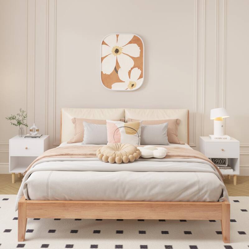 23.22''H White Wooden Nightstand with Drawer and Shelf for Kids & Adults