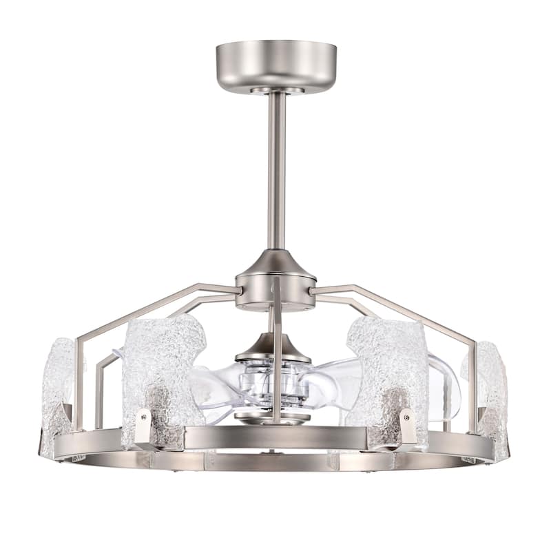 Luciala 28 Inch Satin Nickel Finish Modern Ceiling Fandelier with Remote - N/A