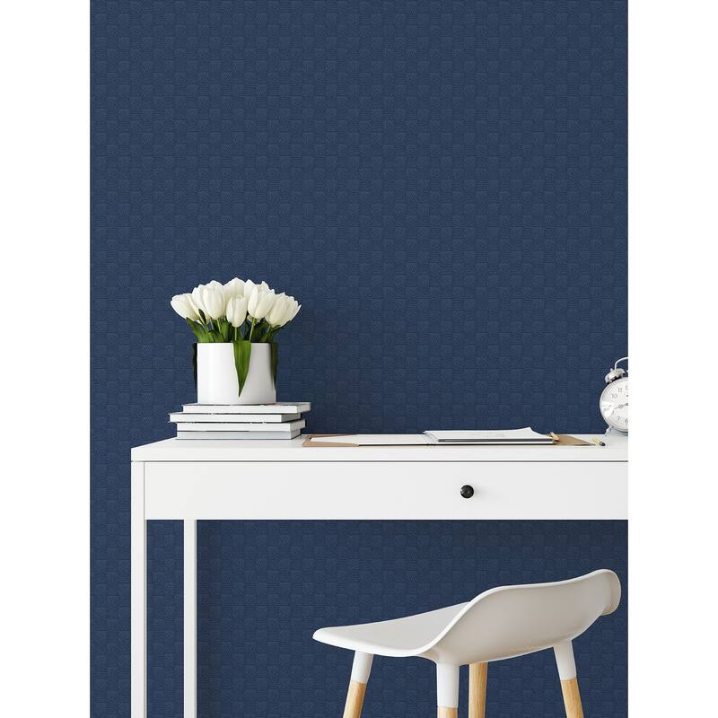A-Street Prints Calabash Navy Rope Basketweave Wallpaper