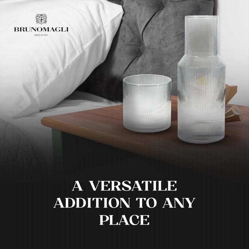 Bruno Magli Ribbed Carafe with Tumbler Lid - 28 oz