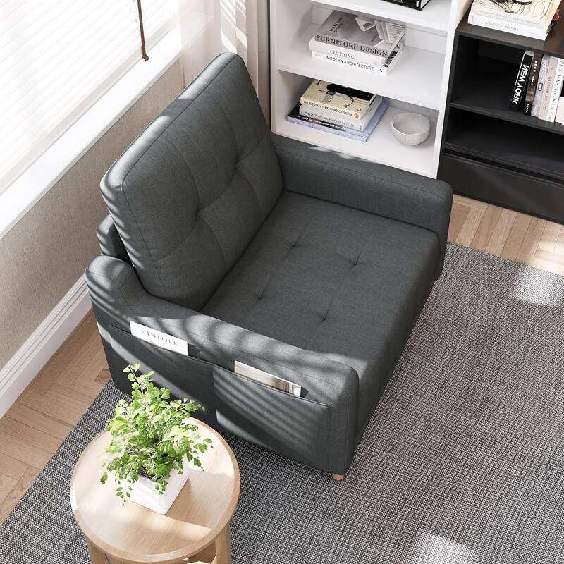 Mid Century Modern Accent Chair,Upholstered Armchair,Comfy Reading Chair with Wood Legs,Fabric Single Sofa Chair